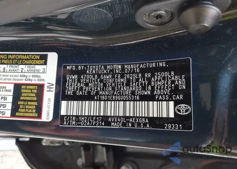 2016 Toyota Avalon Hybrid Xle z USA, uszkodzony, nr VIN 4T1BD1EB9GU055316